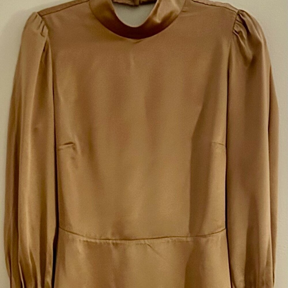Reformation Silk Mini Dress With Tags in Brown Silk Size Size M/8 - Picture 2 of 9